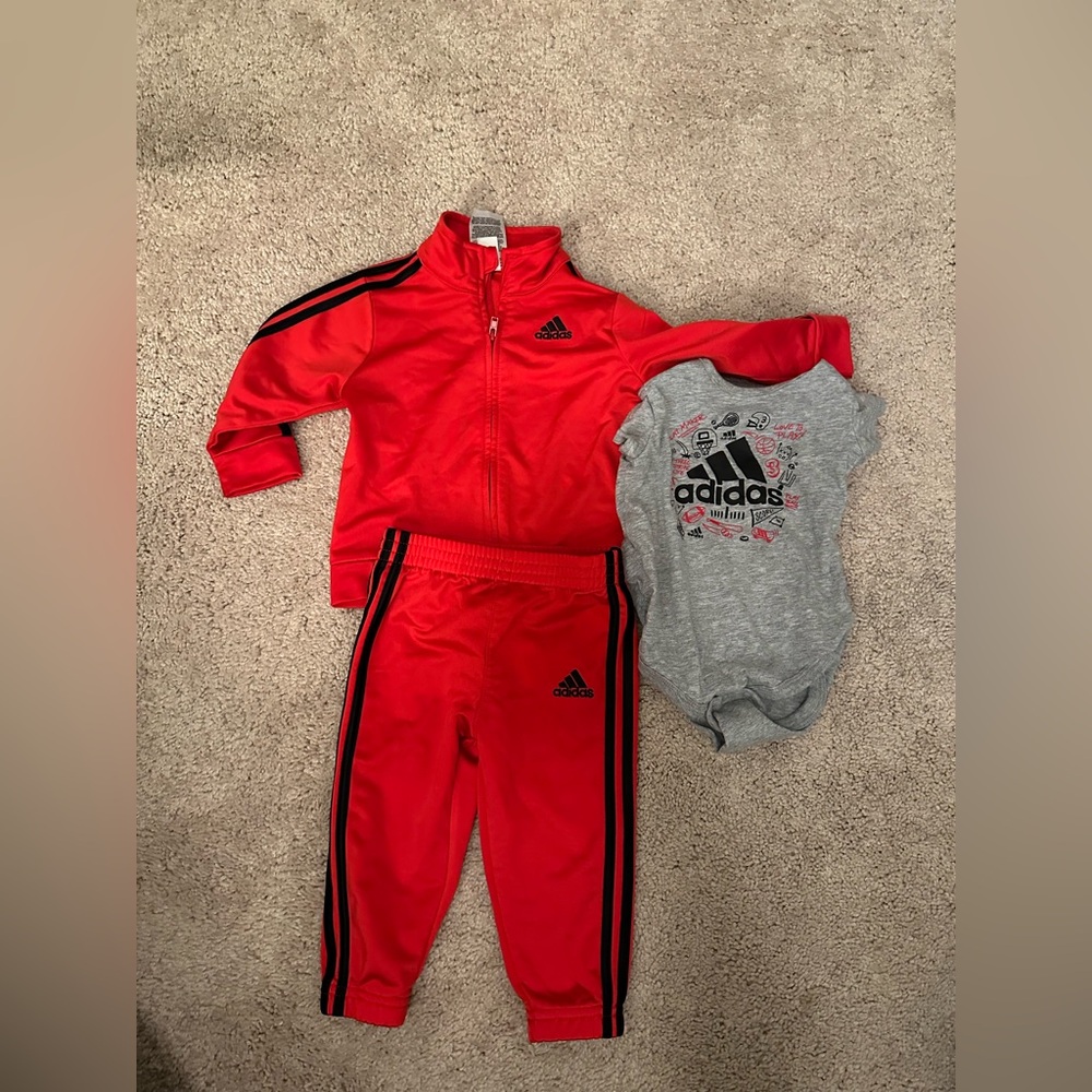 adidas Kids Matching Set - Red and Gray